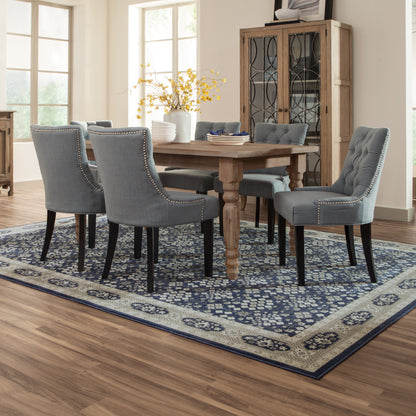 Richmond Navy Grey Traditional Oriental Indoor Rug