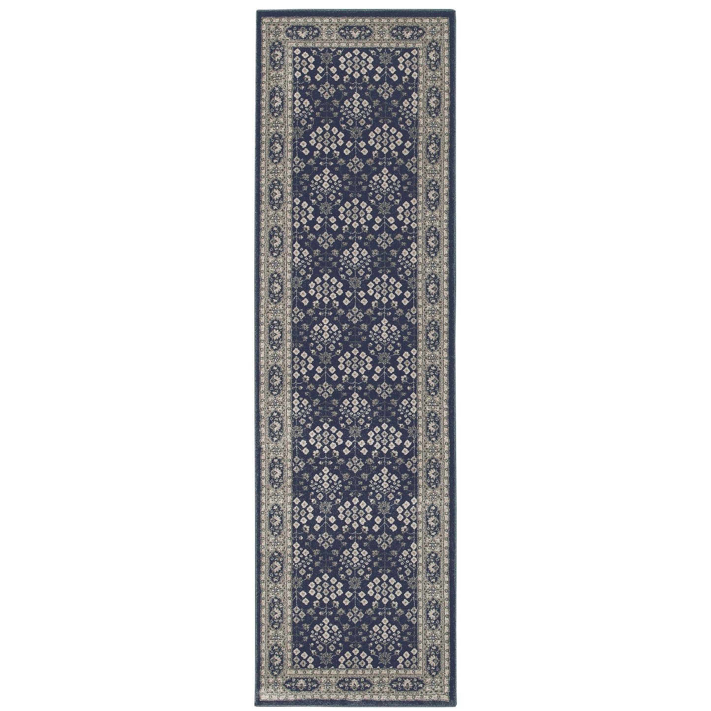 Richmond Navy Grey Traditional Oriental Indoor Rug