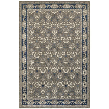 Richmond Grey Navy Traditional Oriental Indoor Rug