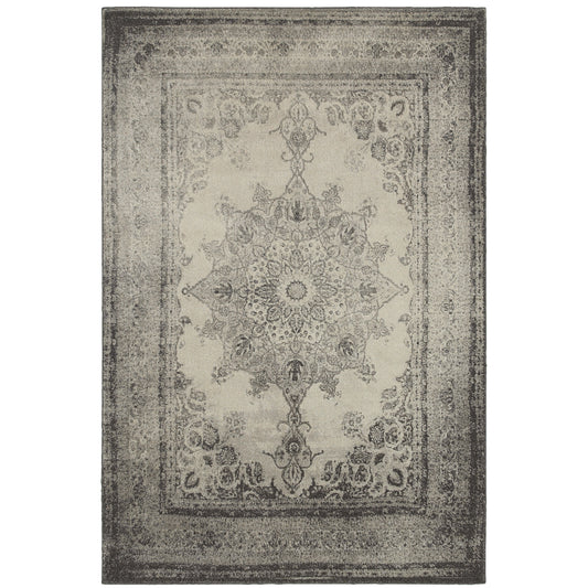 Richmond Ivory Grey Traditional Oriental Indoor Rug