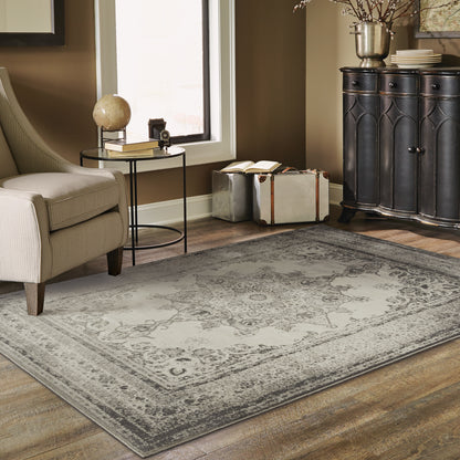 Richmond Ivory Grey Traditional Oriental Indoor Rug