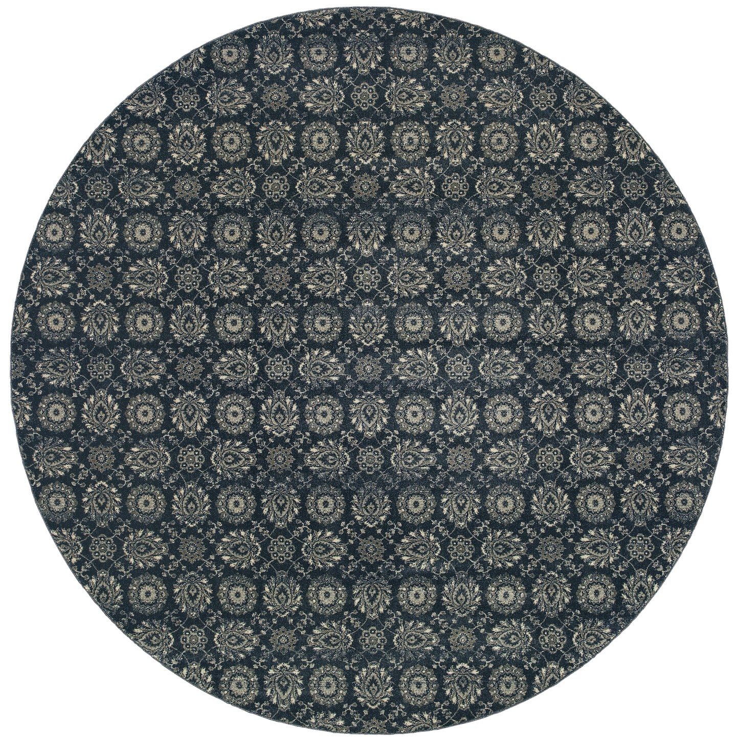 Richmond Navy Grey Traditional Oriental Indoor Rug