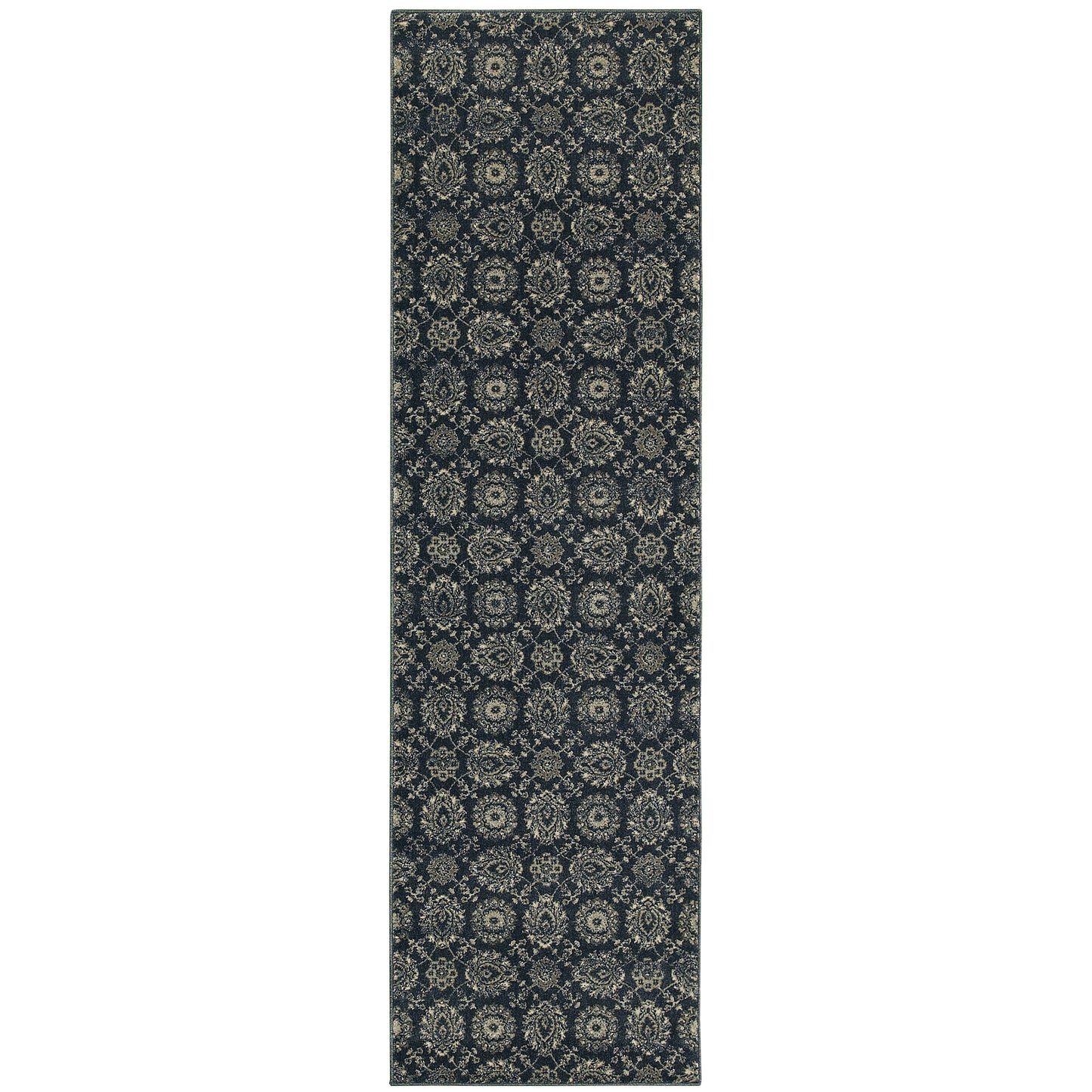 Richmond Navy Grey Traditional Oriental Indoor Rug