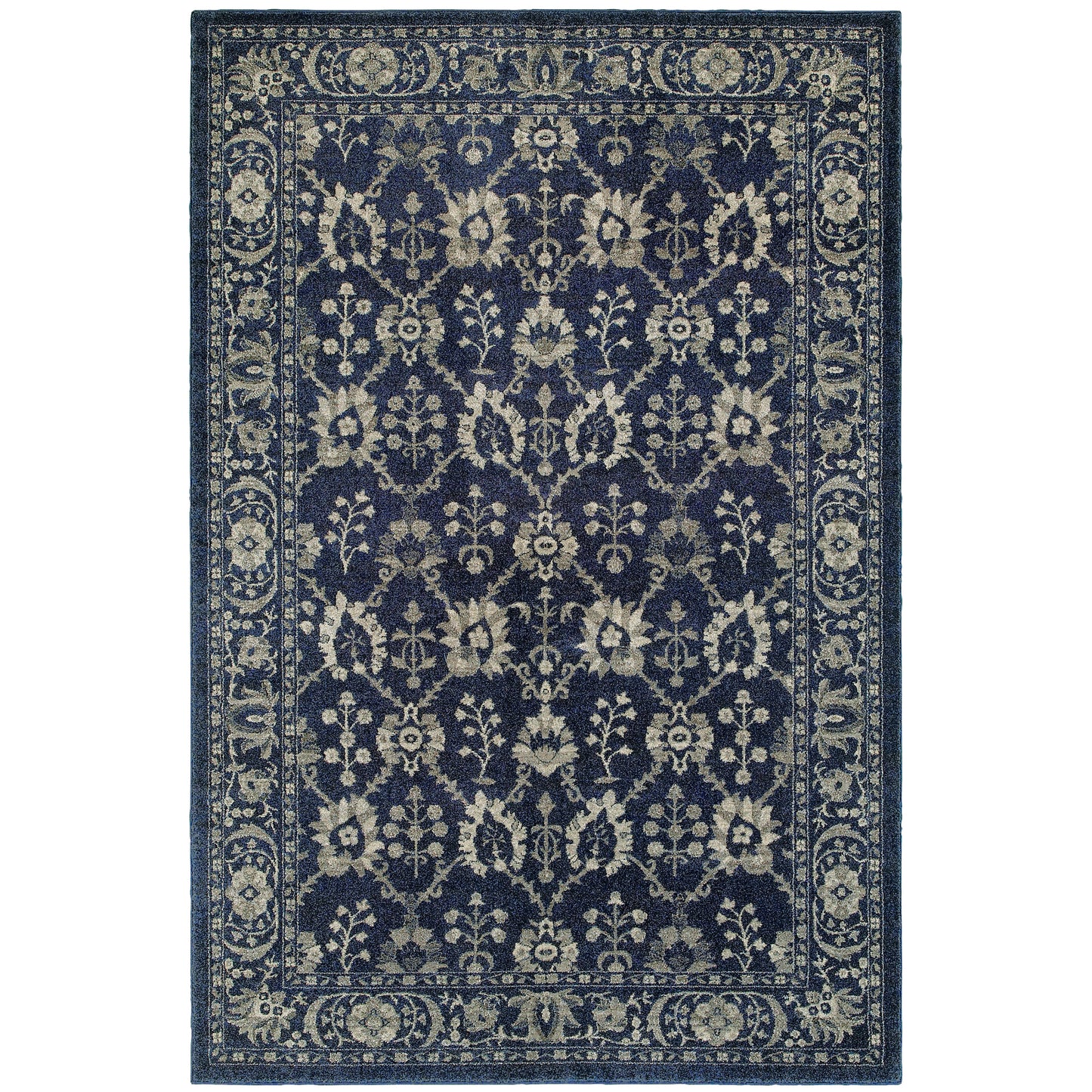 Richmond Navy Grey Traditional Oriental Indoor Rug