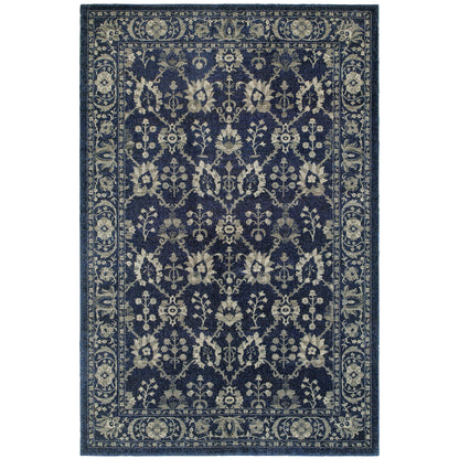 Richmond Navy Grey Traditional Oriental Indoor Rug