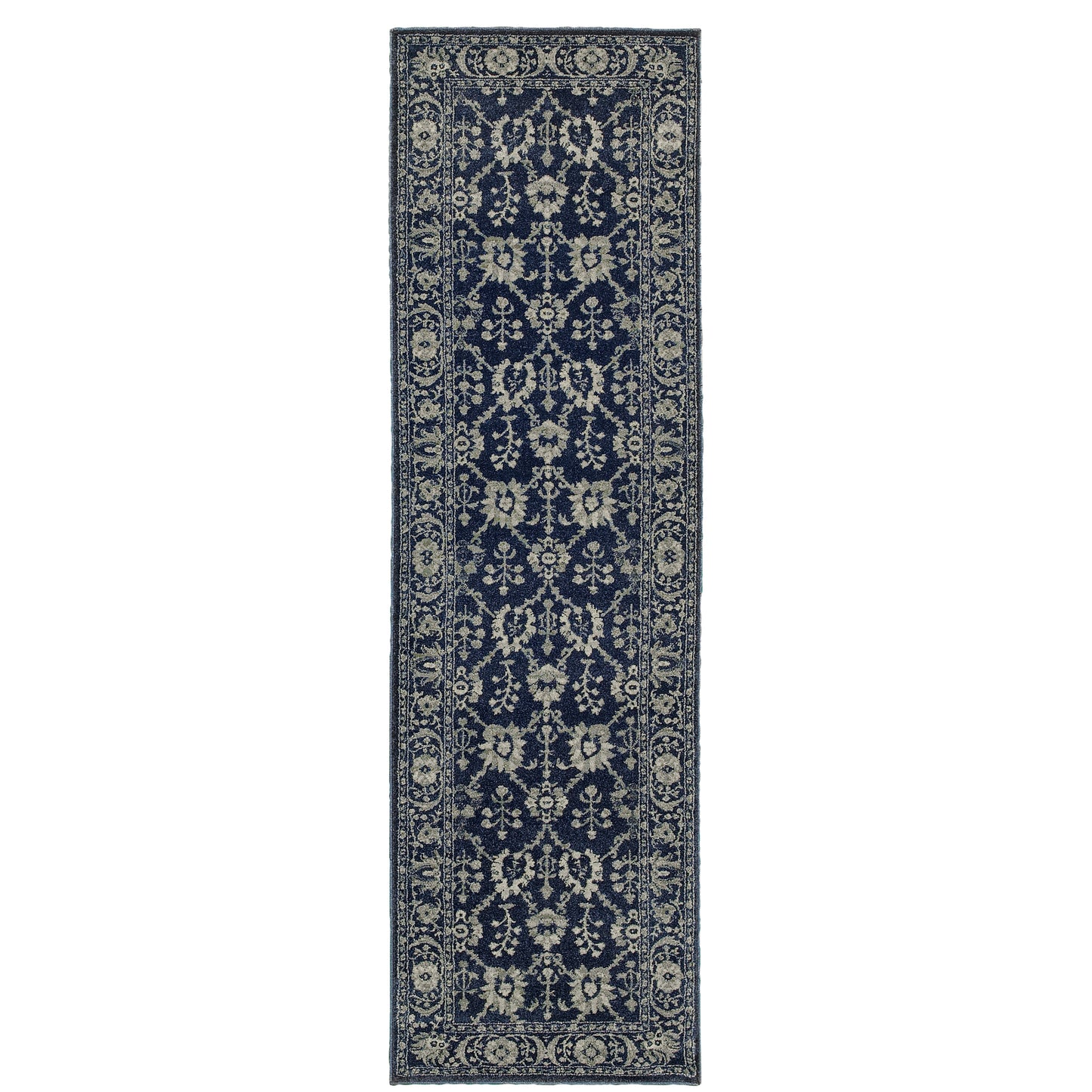 Richmond Navy Grey Traditional Oriental Indoor Rug