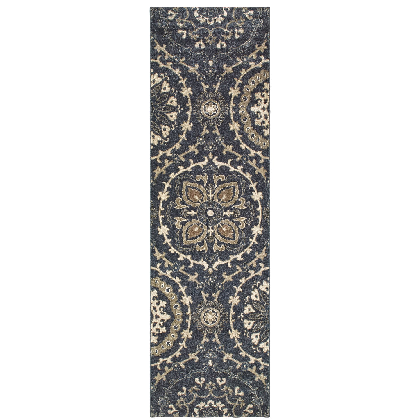 Richmond Navy Ivory Bohemian Floral Indoor Rug