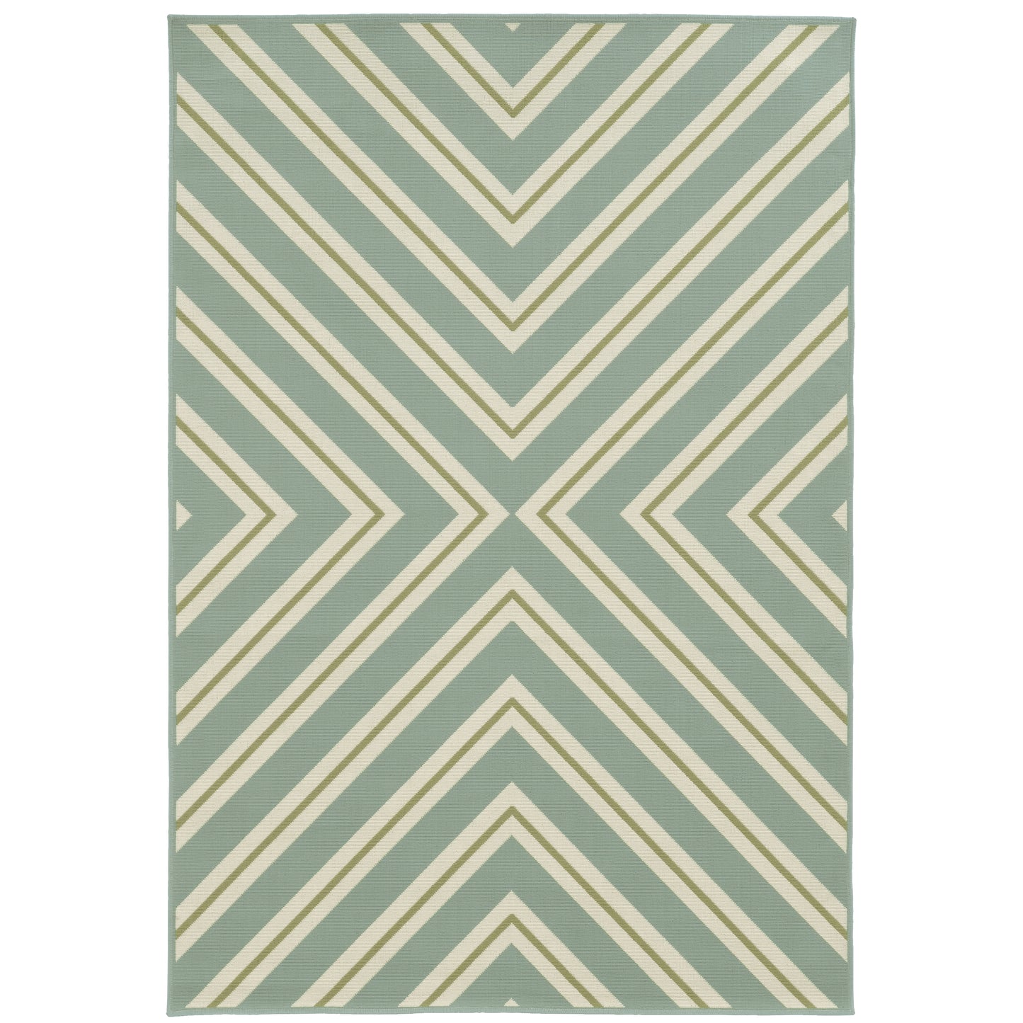 Riviera Blue Ivory Transitional Geometric Indoor/Outdoor Rug