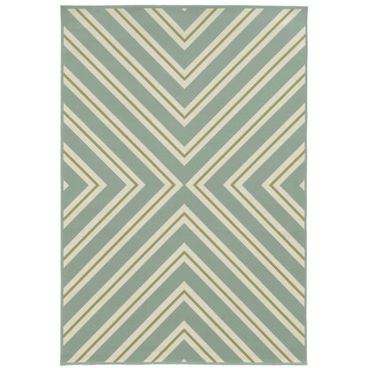 Riviera Blue Ivory Transitional Geometric Indoor/Outdoor Rug