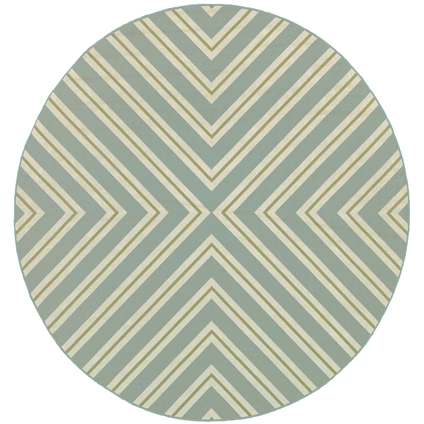 Riviera Blue Ivory Transitional Geometric Indoor/Outdoor Rug