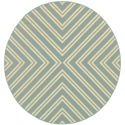 Riviera Blue Ivory Transitional Geometric Indoor/Outdoor Rug