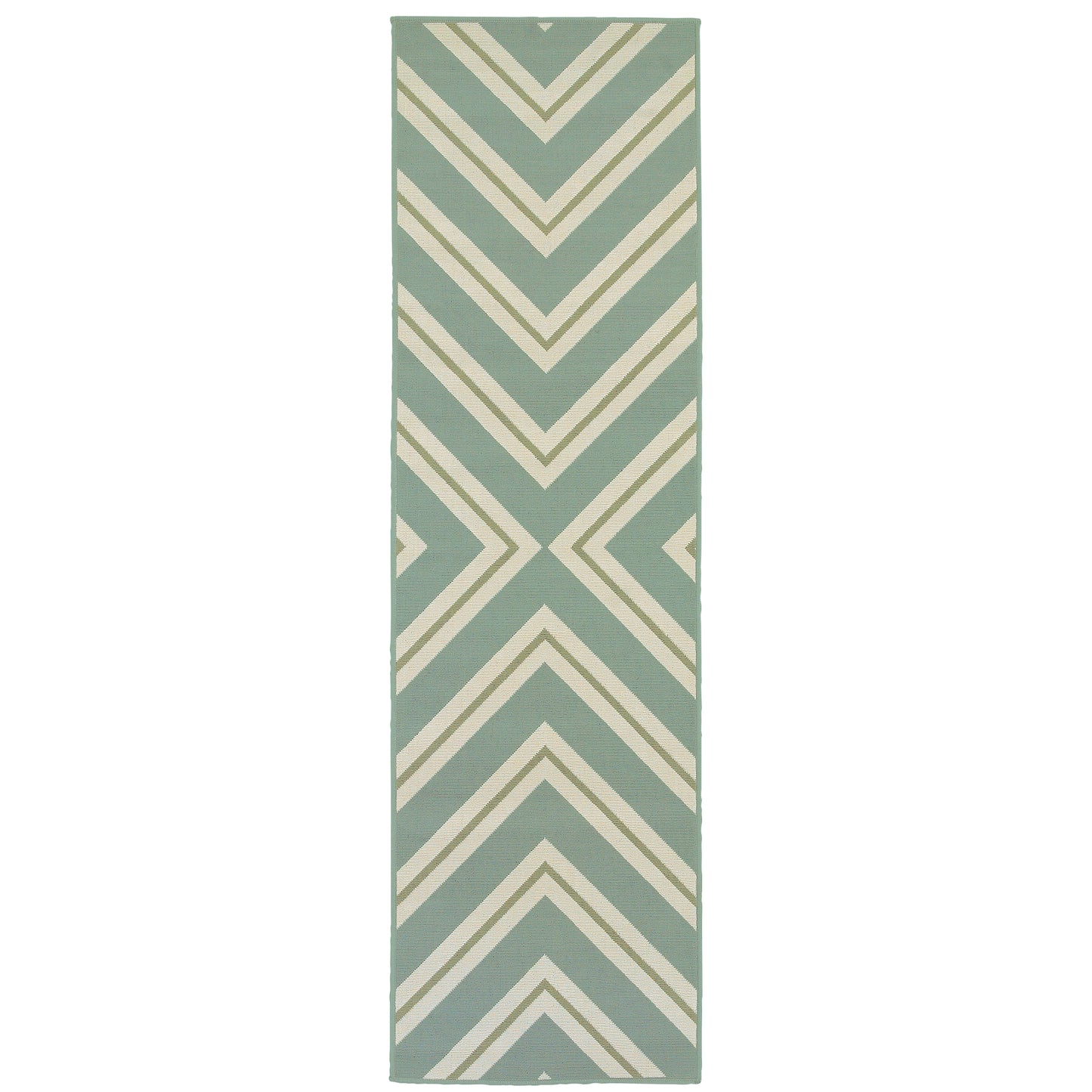 Riviera Blue Ivory Transitional Geometric Indoor/Outdoor Rug