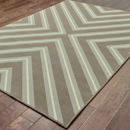 Riviera Grey Blue Transitional Geometric Indoor/Outdoor Rug