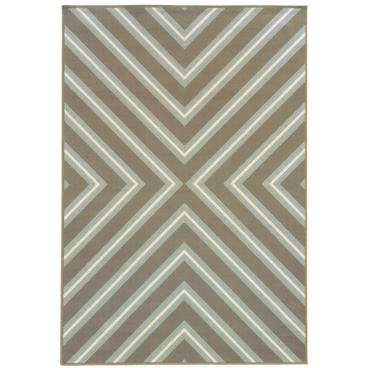 Riviera Grey Blue Transitional Geometric Indoor/Outdoor Rug