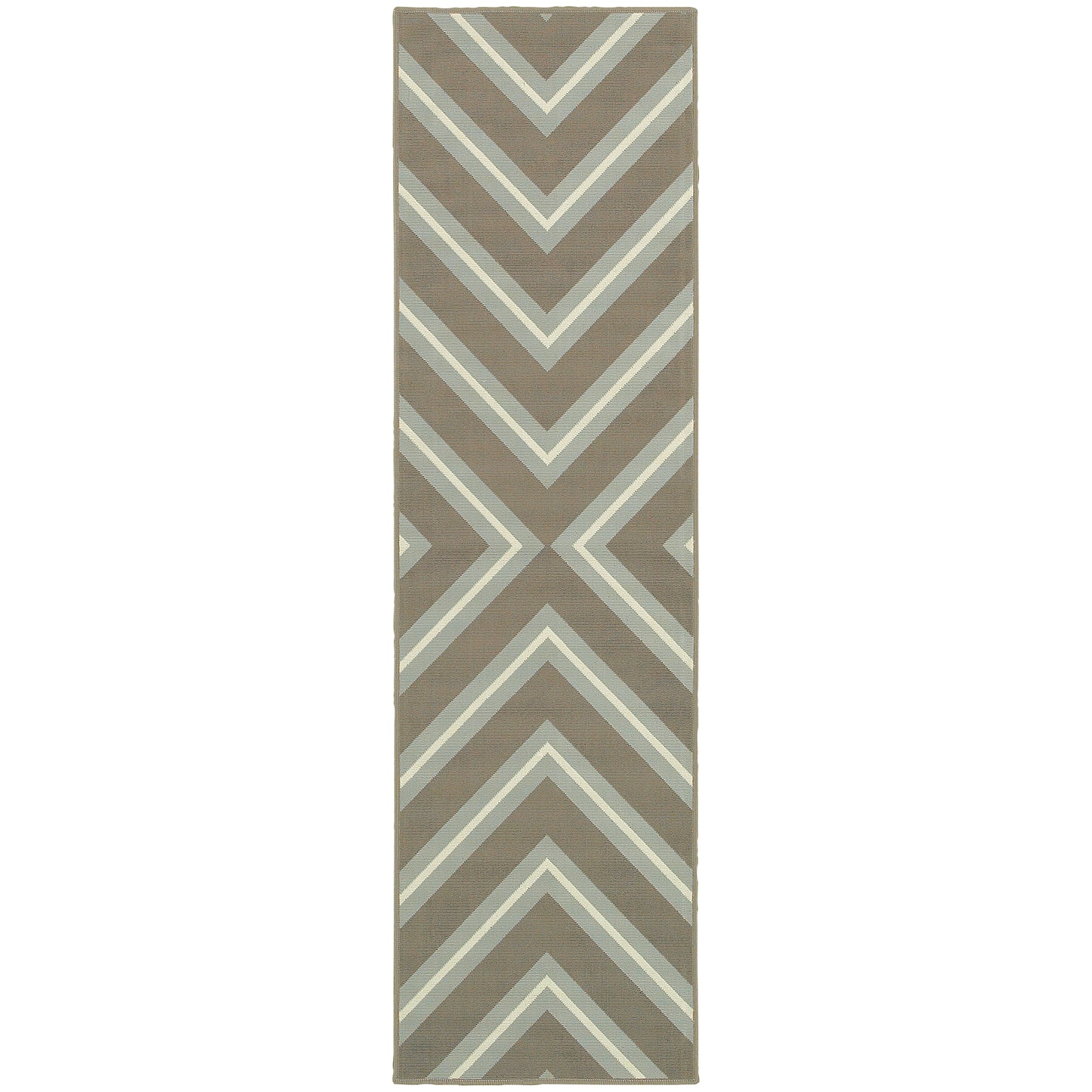 Riviera Grey Blue Transitional Geometric Indoor/Outdoor Rug