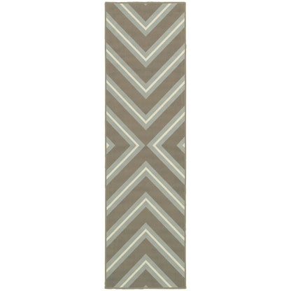 Riviera Grey Blue Transitional Geometric Indoor/Outdoor Rug