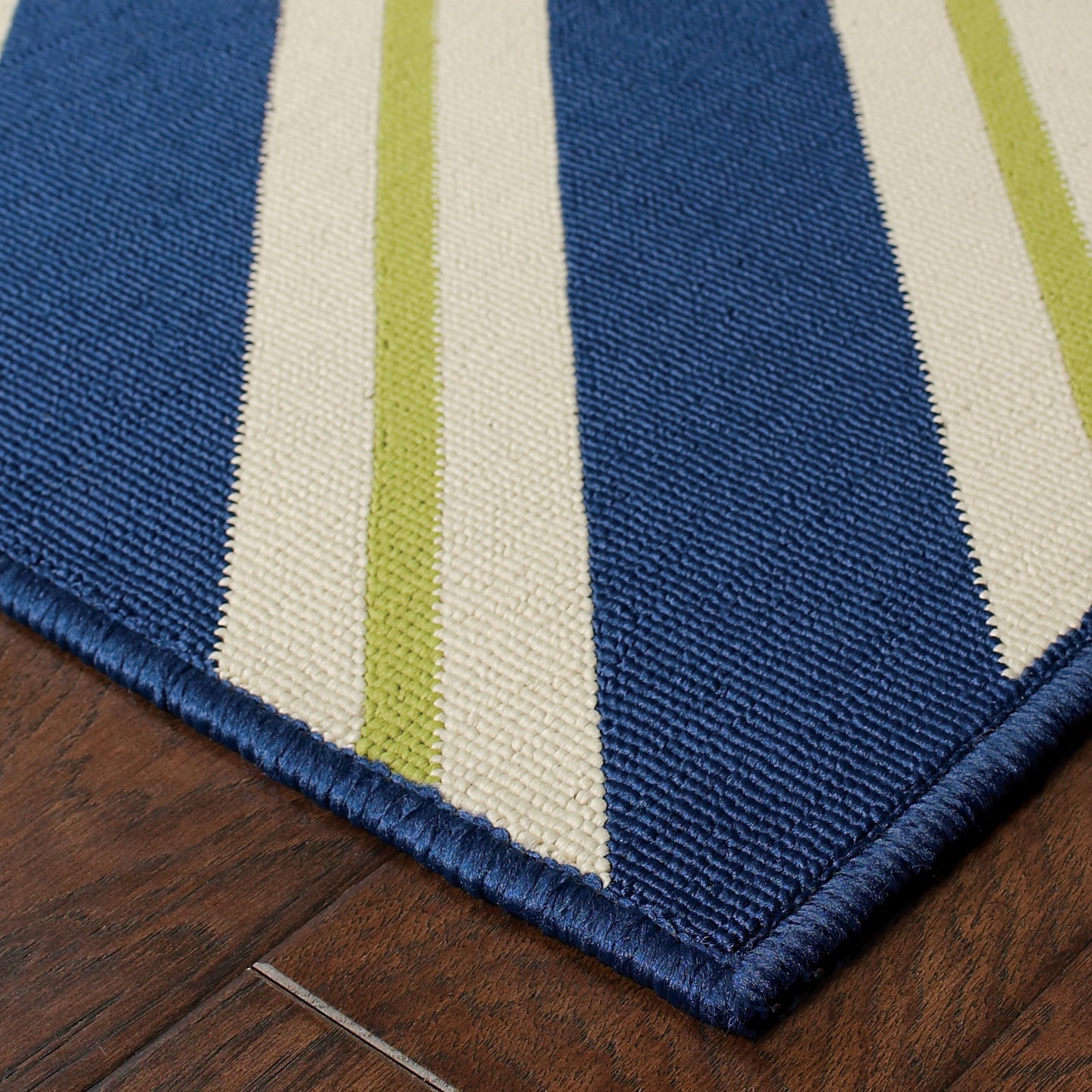 Riviera Blue Ivory Transitional Geometric Indoor/Outdoor Rug