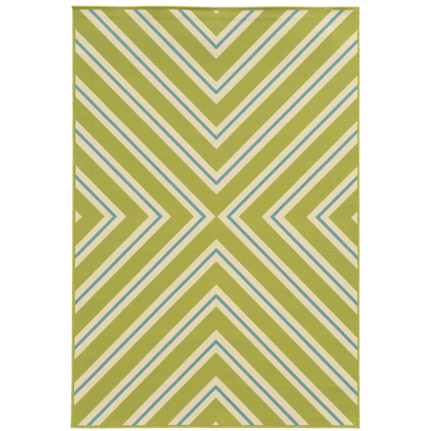 Riviera Green Ivory Transitional Geometric Indoor/Outdoor Rug