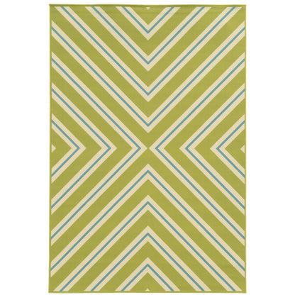 Riviera Green Ivory Transitional Geometric Indoor/Outdoor Rug