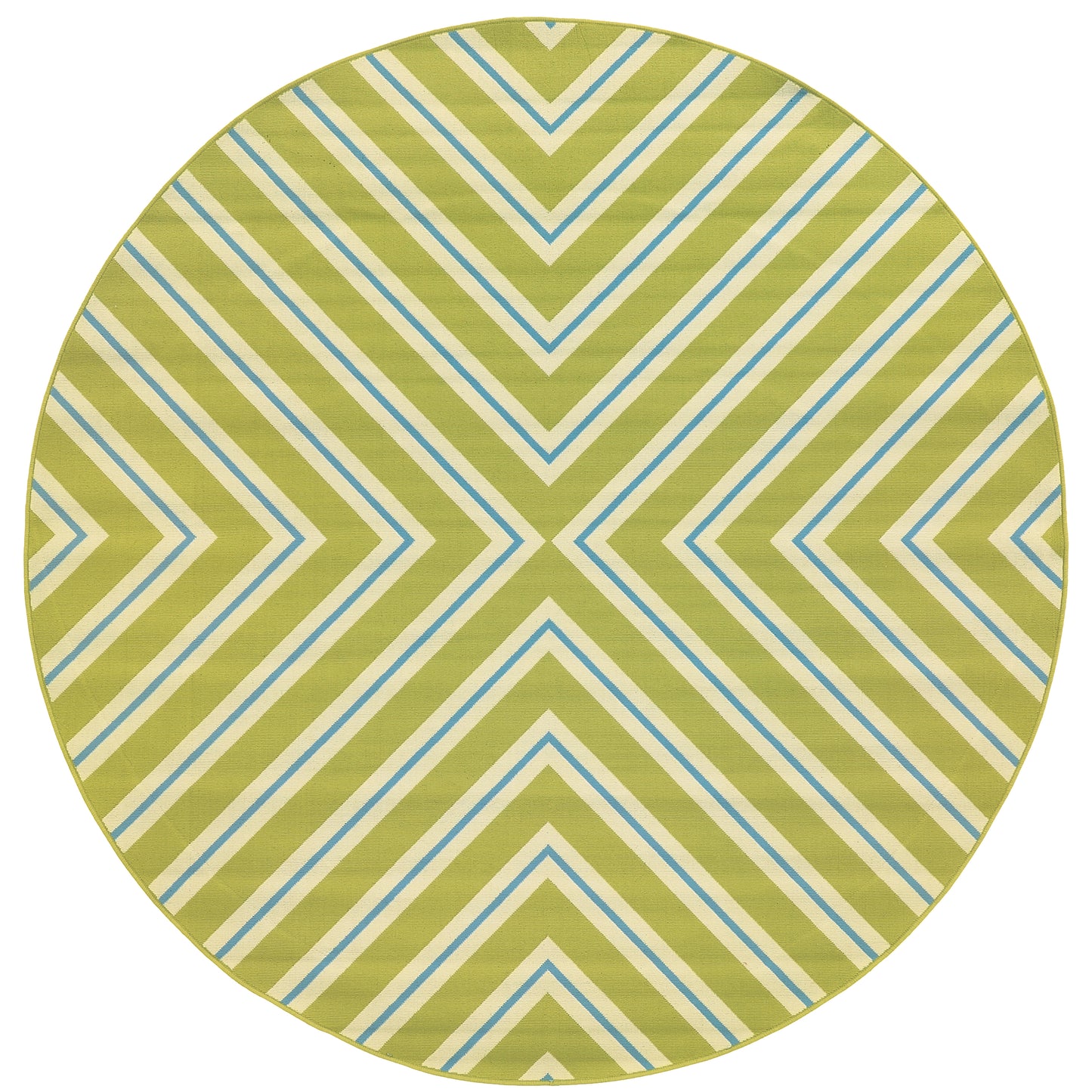 Riviera Green Ivory Transitional Geometric Indoor/Outdoor Rug