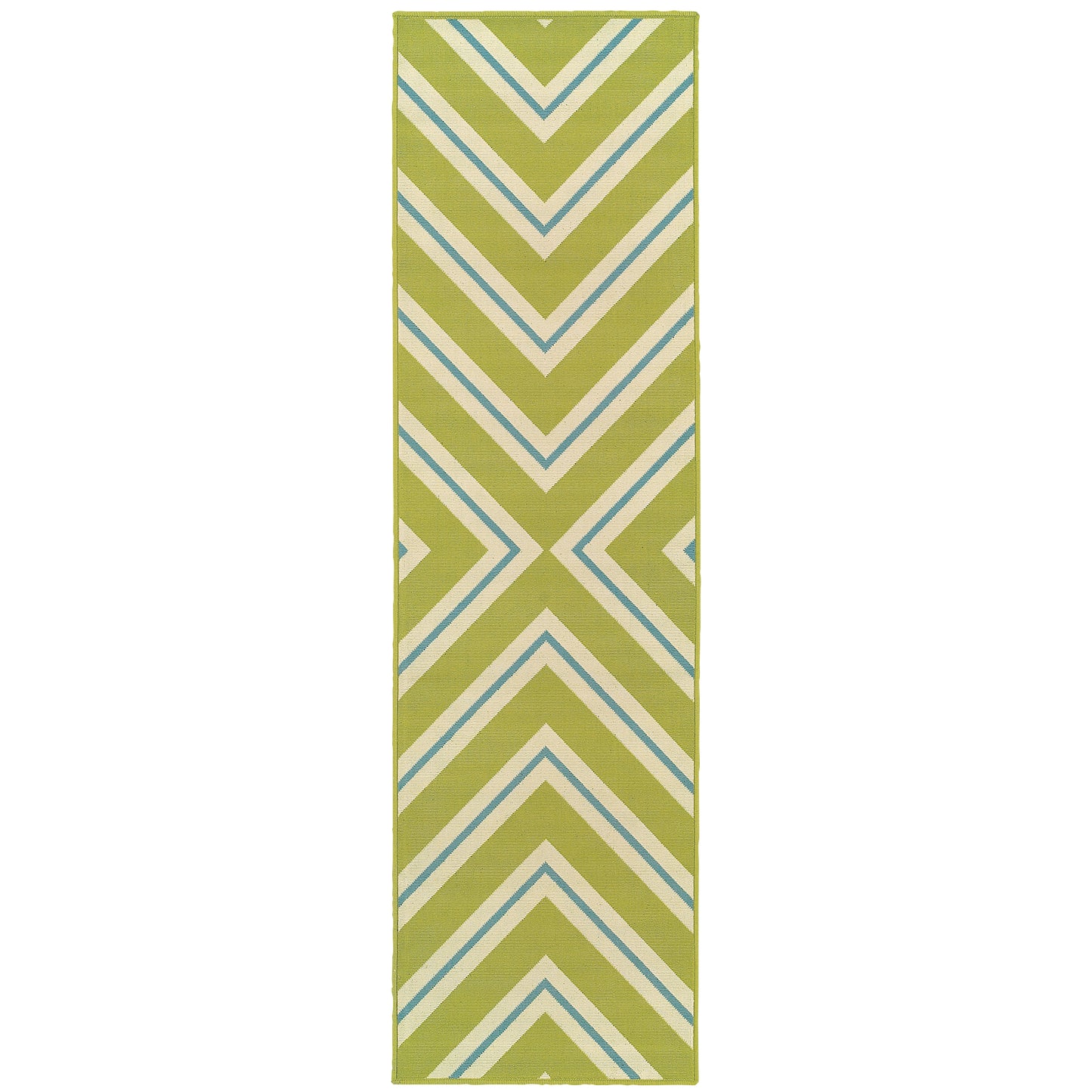 Riviera Green Ivory Transitional Geometric Indoor/Outdoor Rug