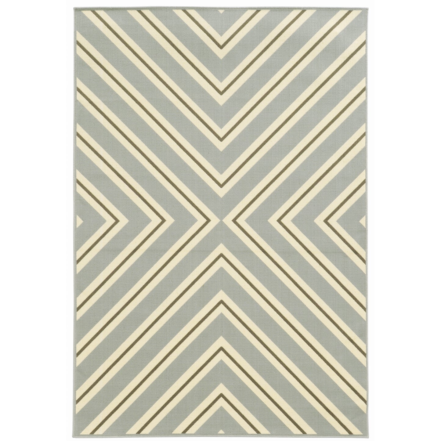 Riviera Grey Ivory Transitional Geometric Indoor/Outdoor Rug