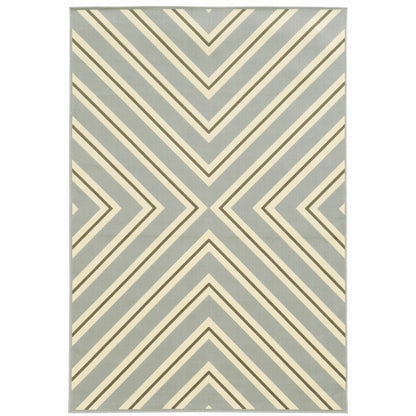 Riviera Grey Ivory Transitional Geometric Indoor/Outdoor Rug