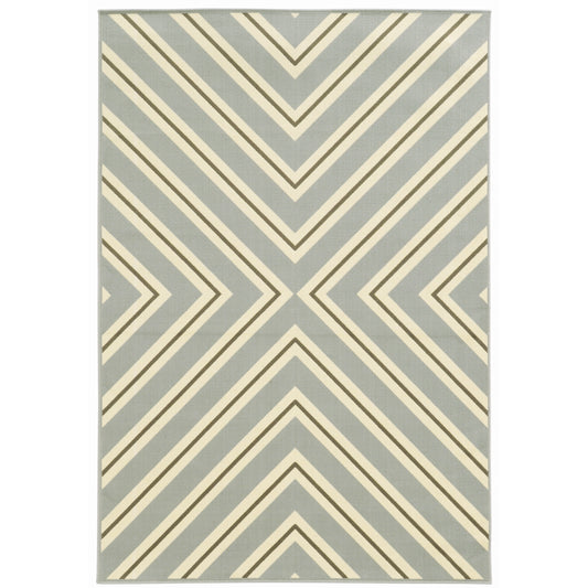 Riviera Grey Ivory Transitional Geometric Indoor/Outdoor Rug