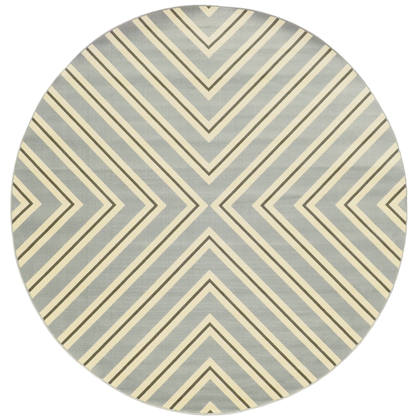 Riviera Grey Ivory Transitional Geometric Indoor/Outdoor Rug