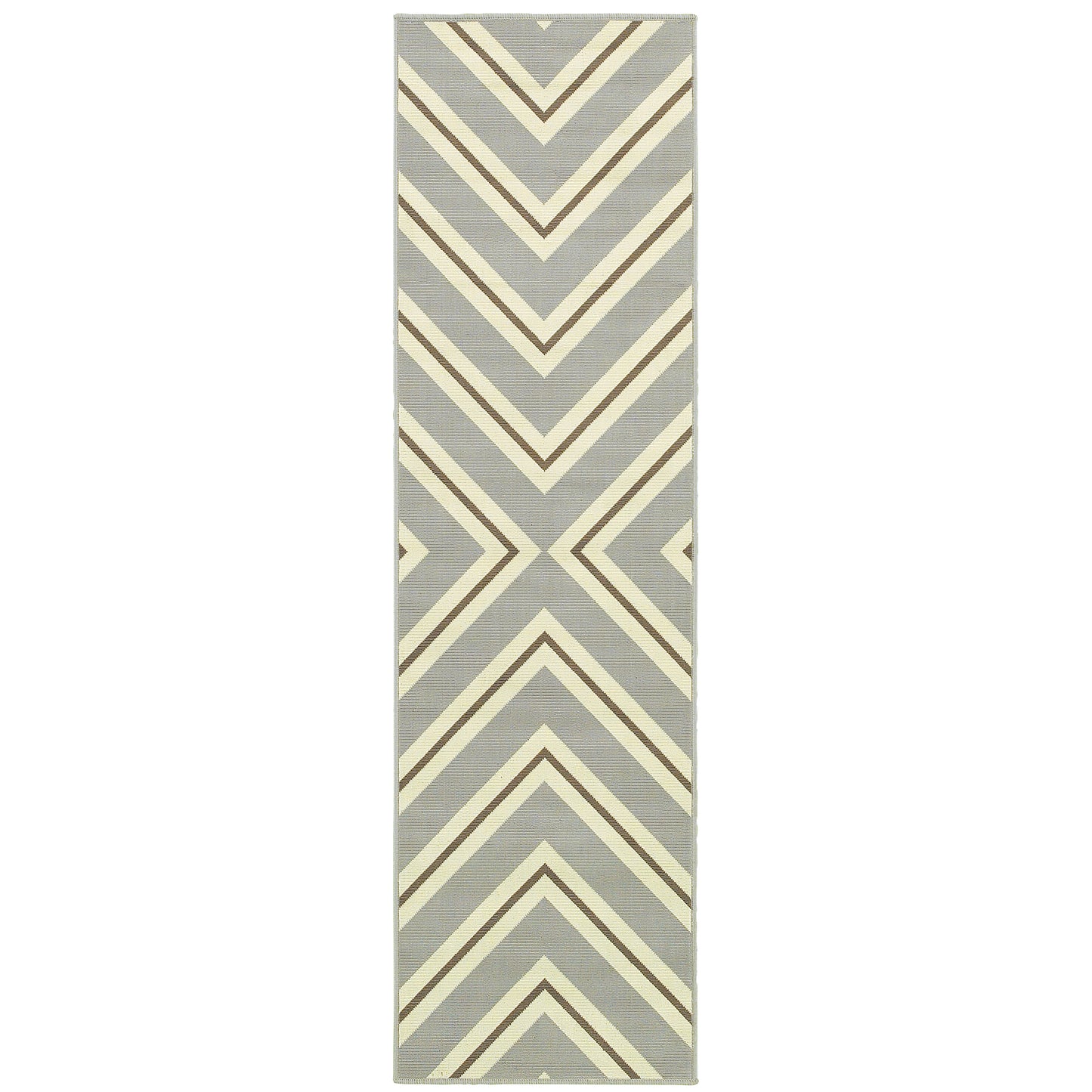 Riviera Grey Ivory Transitional Geometric Indoor/Outdoor Rug