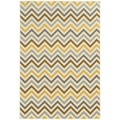 Riviera Grey Gold Transitional Geometric Indoor/Outdoor Rug