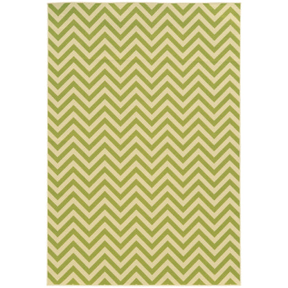 Riviera Green Ivory Transitional Geometric Indoor/Outdoor Rug