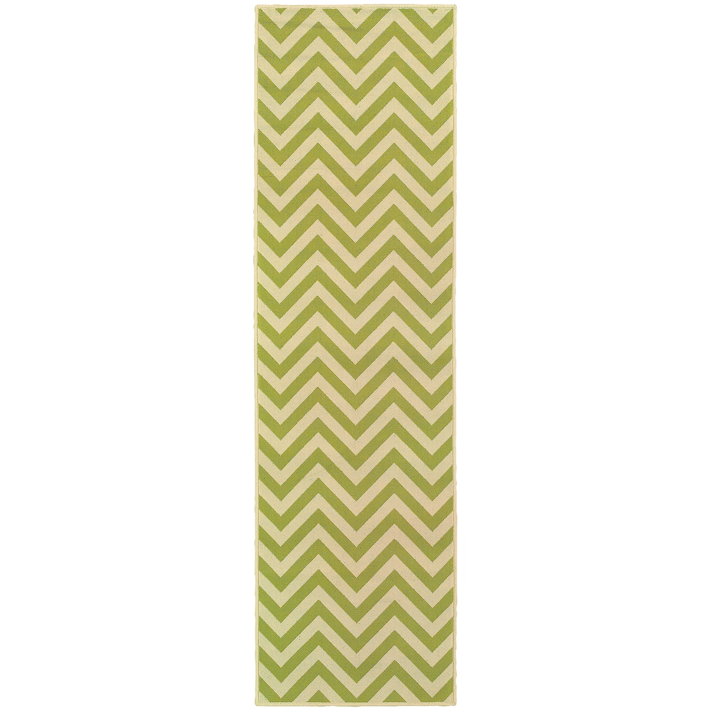 Riviera Green Ivory Transitional Geometric Indoor/Outdoor Rug