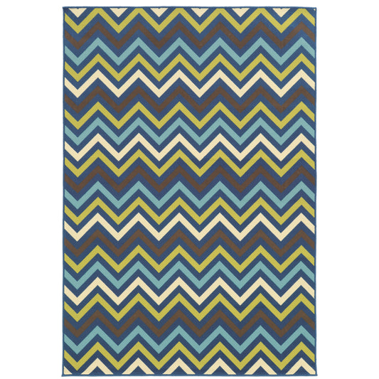 Riviera Blue Green Transitional Geometric Indoor/Outdoor Rug