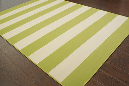 Riviera Green Ivory Nautical & Coastal Geometric Indoor/Outdoor Rug