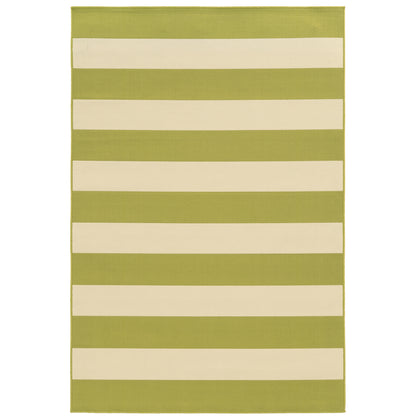 Riviera Green Ivory Nautical & Coastal Geometric Indoor/Outdoor Rug