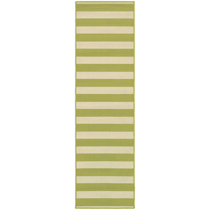 Riviera Green Ivory Nautical & Coastal Geometric Indoor/Outdoor Rug