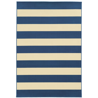 Riviera Blue Ivory Nautical & Coastal Geometric Indoor/Outdoor Rug