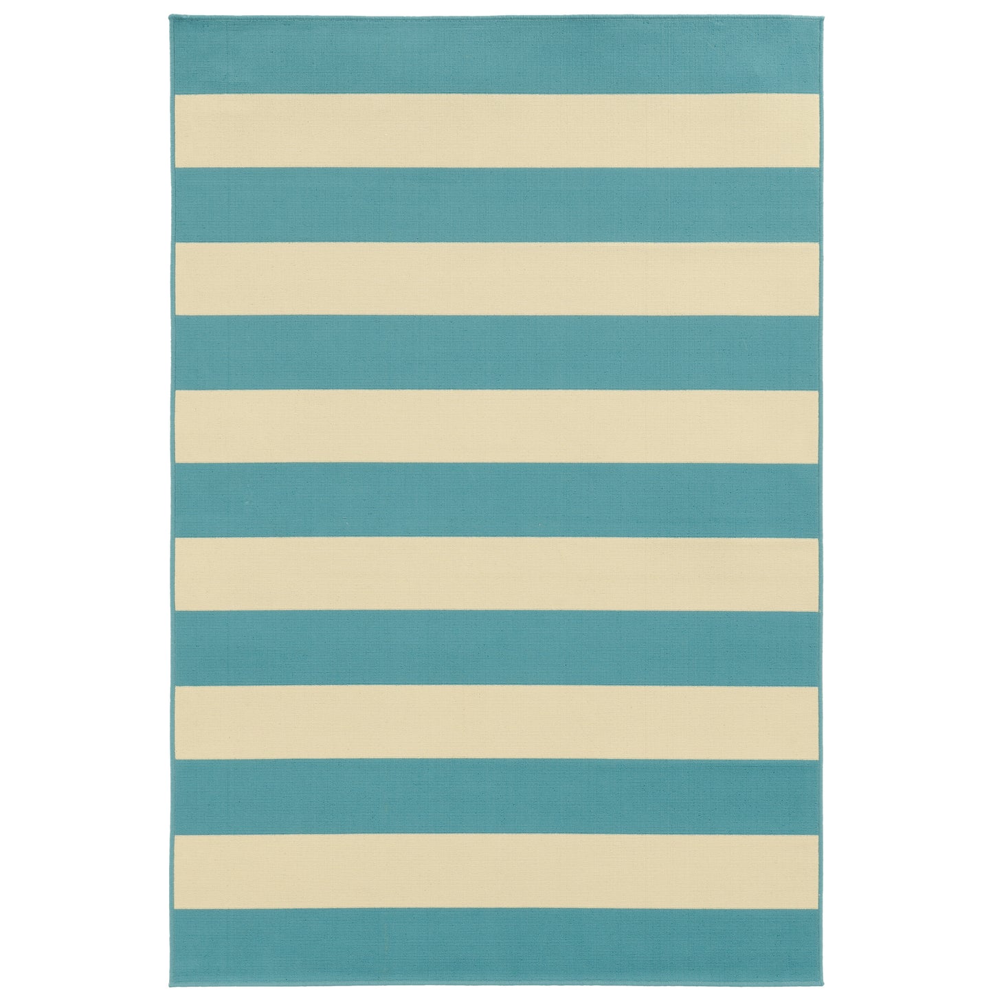 Riviera Blue Ivory Nautical & Coastal Geometric Indoor/Outdoor Rug