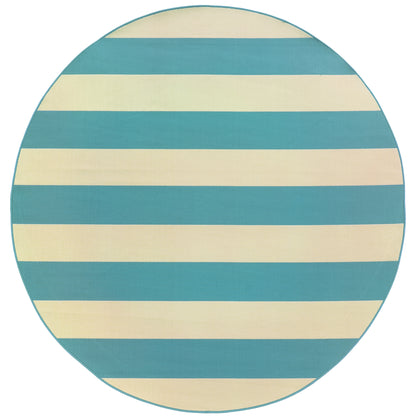 Riviera Blue Ivory Nautical & Coastal Geometric Indoor/Outdoor Rug