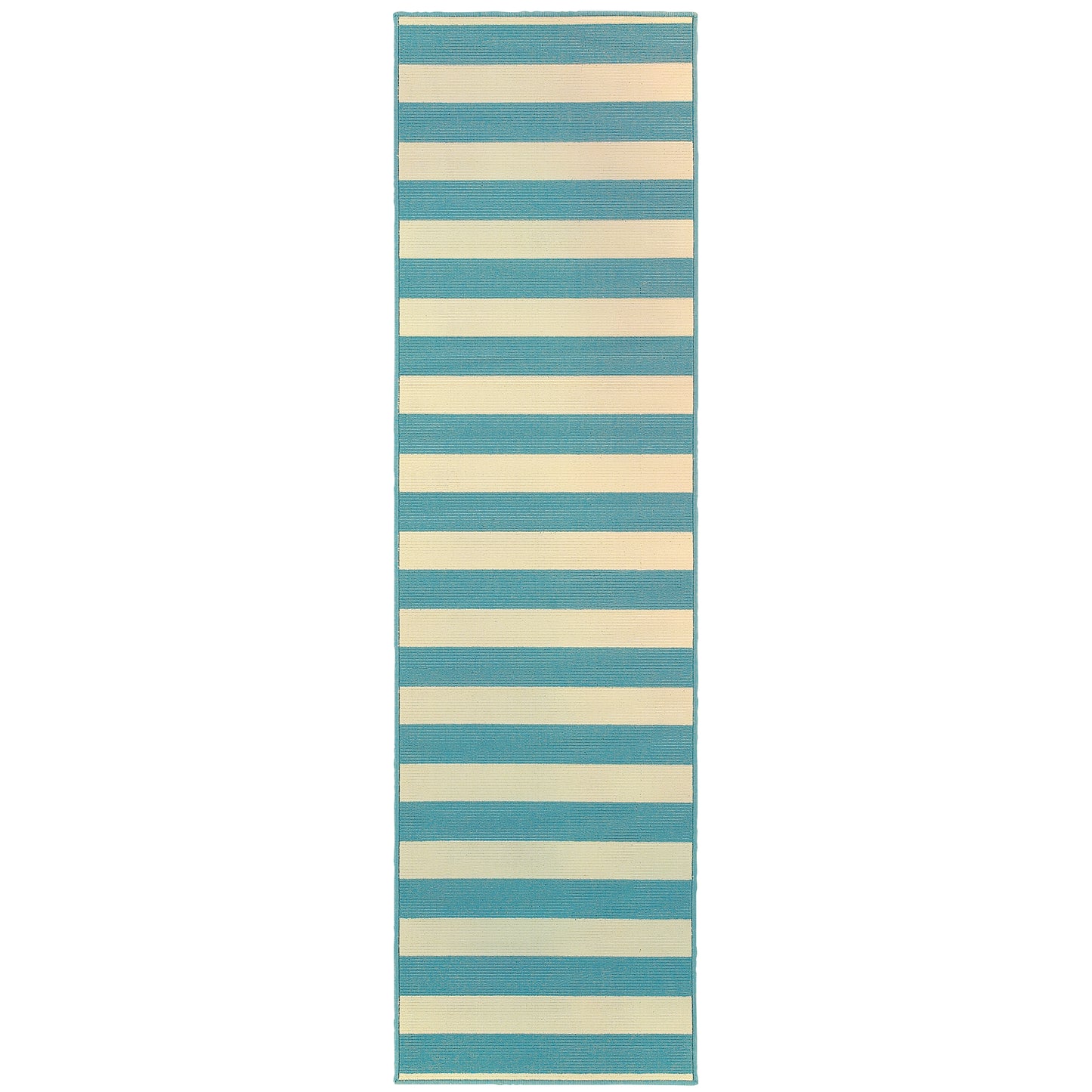 Riviera Blue Ivory Nautical & Coastal Geometric Indoor/Outdoor Rug