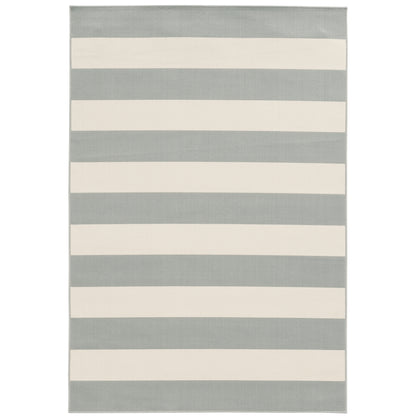 Riviera Grey Ivory Nautical & Coastal Geometric Indoor/Outdoor Rug