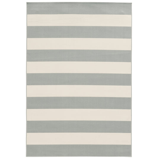 Riviera Grey Ivory Nautical & Coastal Geometric Indoor/Outdoor Rug