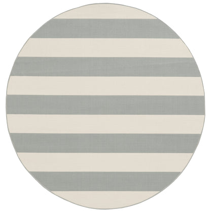 Riviera Grey Ivory Nautical & Coastal Geometric Indoor/Outdoor Rug