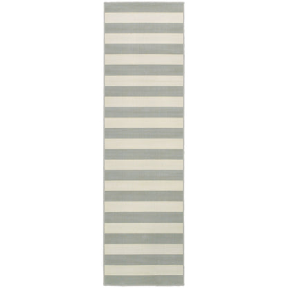 Riviera Grey Ivory Nautical & Coastal Geometric Indoor/Outdoor Rug