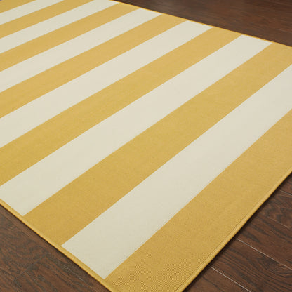 Riviera Gold Ivory Nautical & Coastal Geometric Indoor/Outdoor Rug