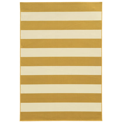 Riviera Gold Ivory Nautical & Coastal Geometric Indoor/Outdoor Rug