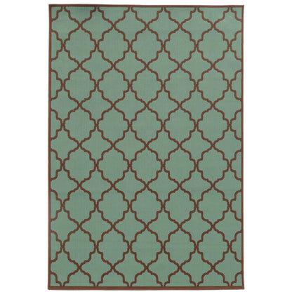 Riviera Blue Brown Moroccan Geometric Indoor/Outdoor Rug