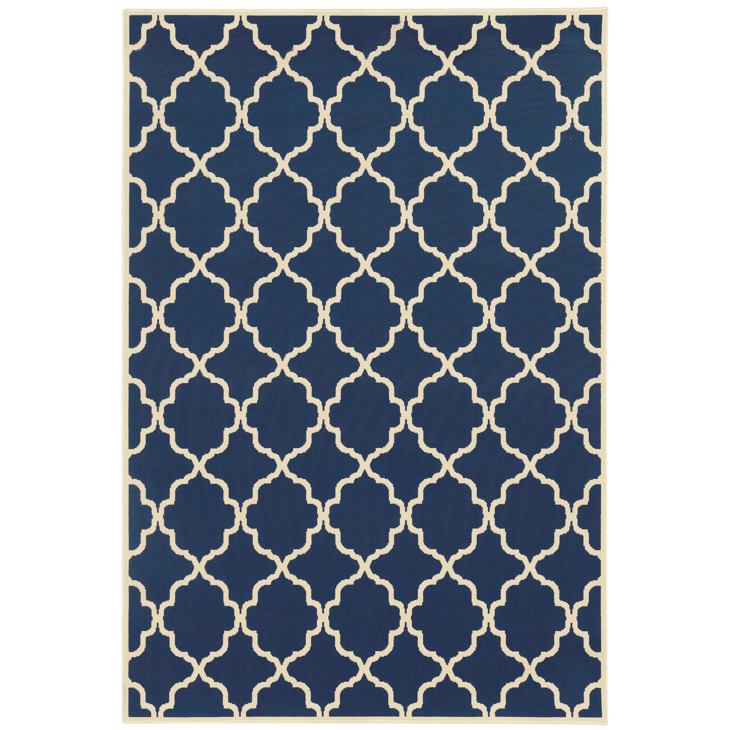 Riviera Blue Ivory Moroccan Geometric Indoor/Outdoor Rug