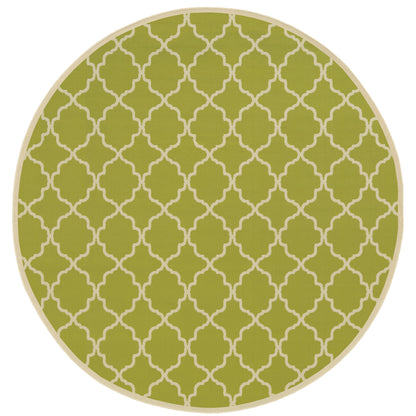 Riviera Green Ivory Moroccan Geometric Indoor/Outdoor Rug